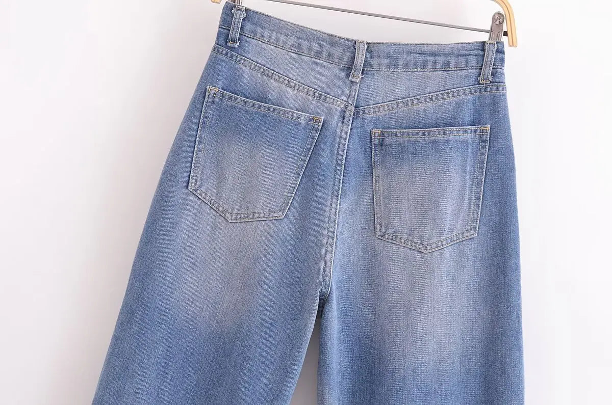 Aiertu  -  American hot girl mid-waist straight jeans women's spring and autumn new loose slim mopping pants Aiertu