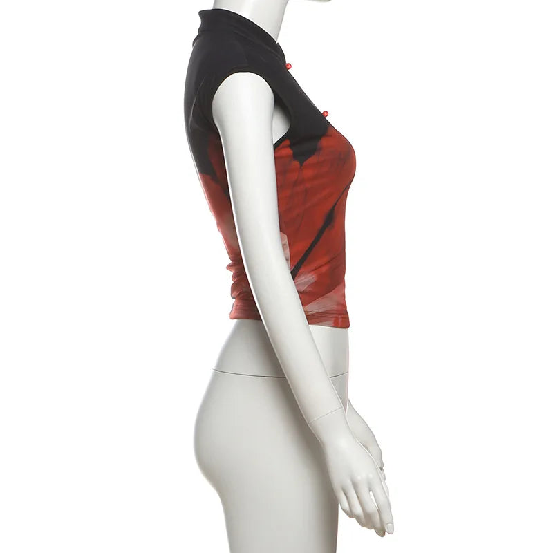 Aiertu  -  Floral Print Crop Top and Mini Skirts 2 Pieces Sets Vintage Sexy Club Wear Latest Woman Outfit 2025 P94-EZ32 Aiertu
