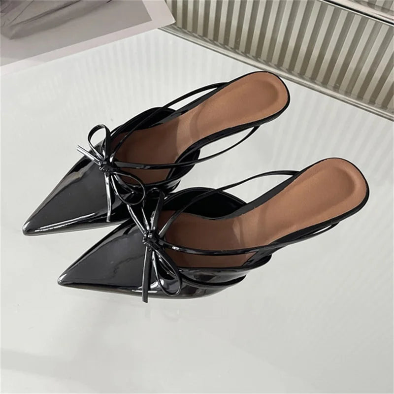 Aiertu  -  2025 New Fashion Pointed Toe Mules Women Slippers Thin Low Heels Sandals Elegant Dress Party Ladies Shoes Aiertu