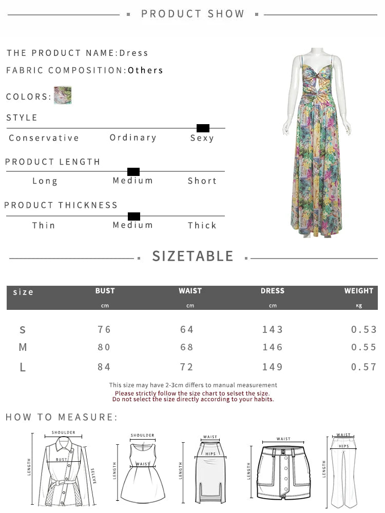 Aiertu  -  Aesthetic Printed Splice Dresses Women Hipster Attractive Hollow Low Neck Draped Suspendency Maxi Vestidos Vacation Robe Aiertu