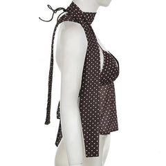Aiertu  -  Fashion Polka Dot Suspender Vest With Scarf Sexy V-neck Printed Backless Lace Up Hot Girl Top Y2k Summer Fashion 2025 Aiertu