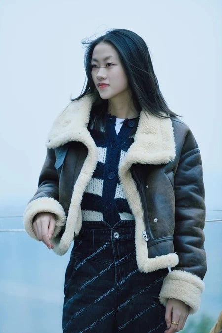 Aiertu  -   New Autumn Winter Women Faux Lamb Fur Short Jacket Vintage Female Moto Biker Zipper Thick Warm Coat Fleece Outwear Aiertu