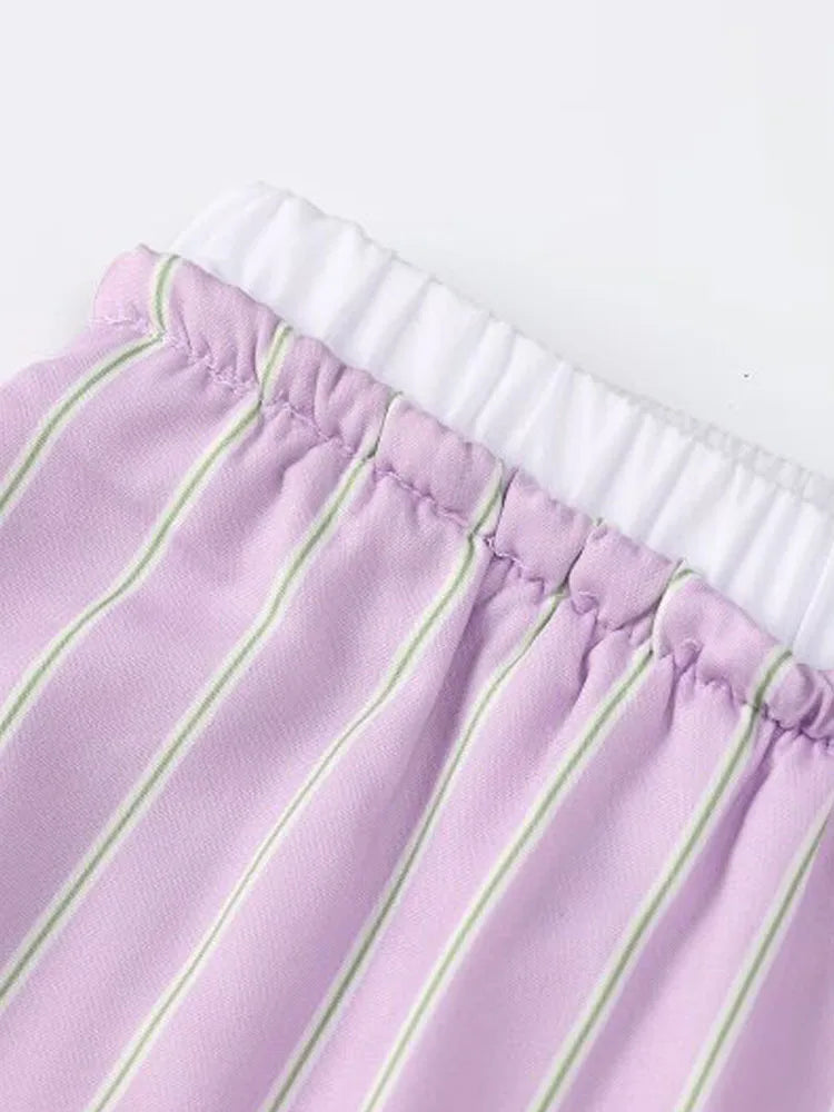 Aiertu  -  Women Summer Striped 2-Pieces Sets Sweet Camis Tank Tops and Trousers Female Elegant Street Two Suits Clothing Aiertu