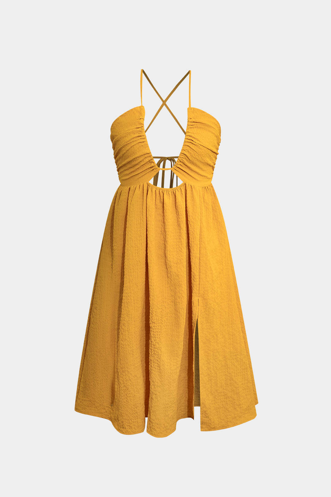 Aiertu  Backless V-neck Slit Midi Dress Aiertu