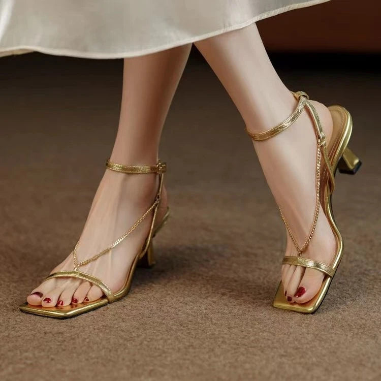 Aiertu  -  High Heels Sandals Women Shoes Square Toe Slingback Slippers Designer 2025 Summer New Elegant Dress Pumps Woman Slides Mujer Aiertu