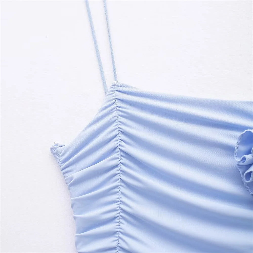 Aiertu  -  European And American Style Summer Women's New Fashionable And Casual Solid Color Sleeveless Slim Fit Pleated Dress Aiertu