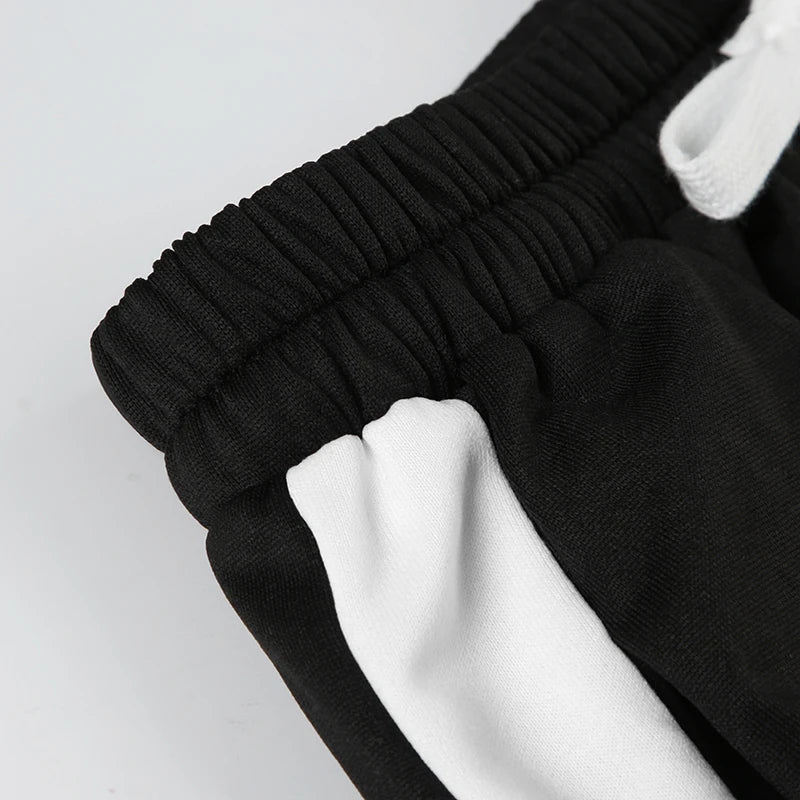 Aiertu  Streetwear Stripe Spliced Autumn Sweatpants Women Trousers Sporty Casual Elastic Waist Homewear Pants Straight Bottom Aiertu