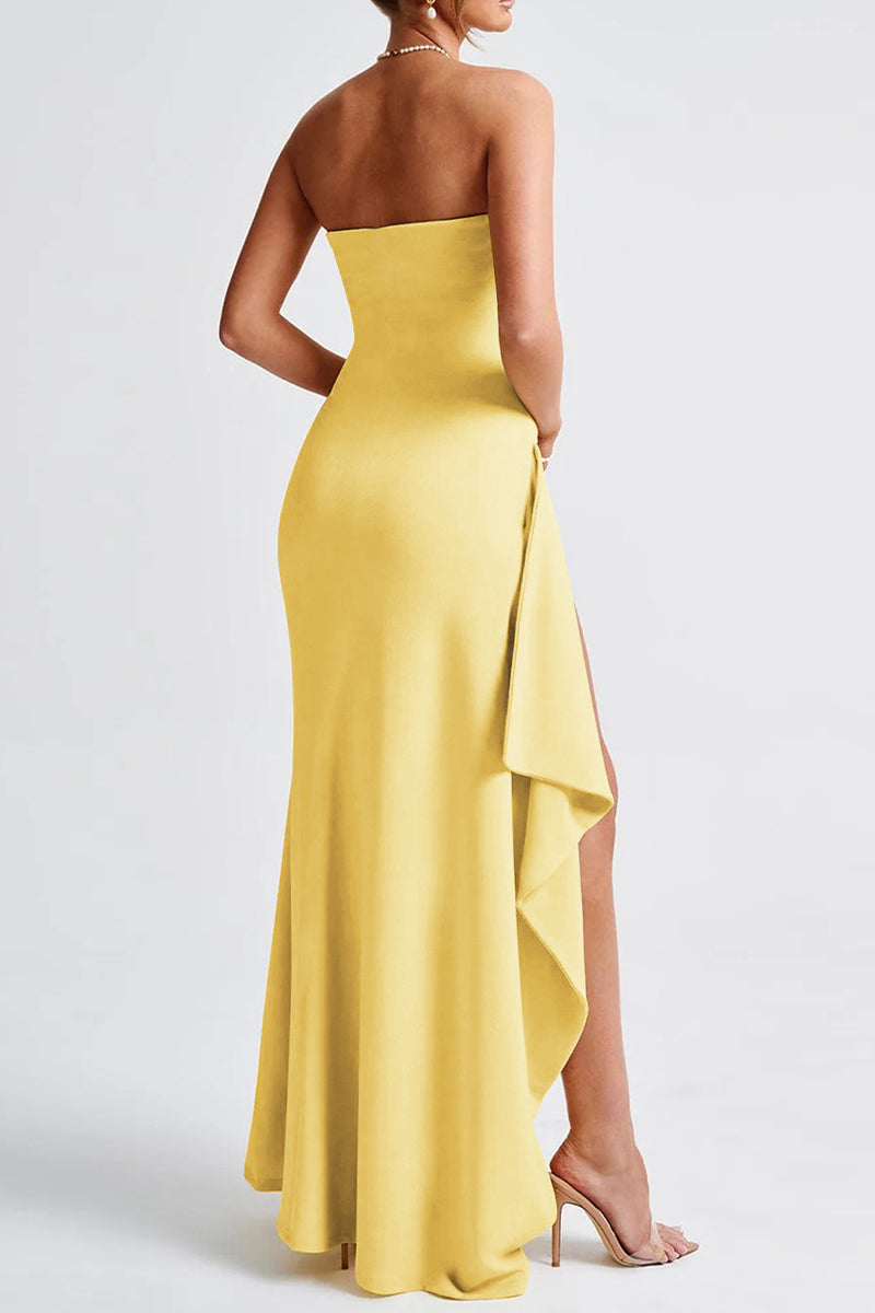 Aiertu  -  Sexy Slit Flounce Strapless Evening Dresses Aiertu