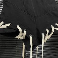 Aiertu  -  New Women's Solid Color Bandage Design Strapless Shorts 2024 Summer Trendy Fashion High Waist Short Pants Female Aiertu