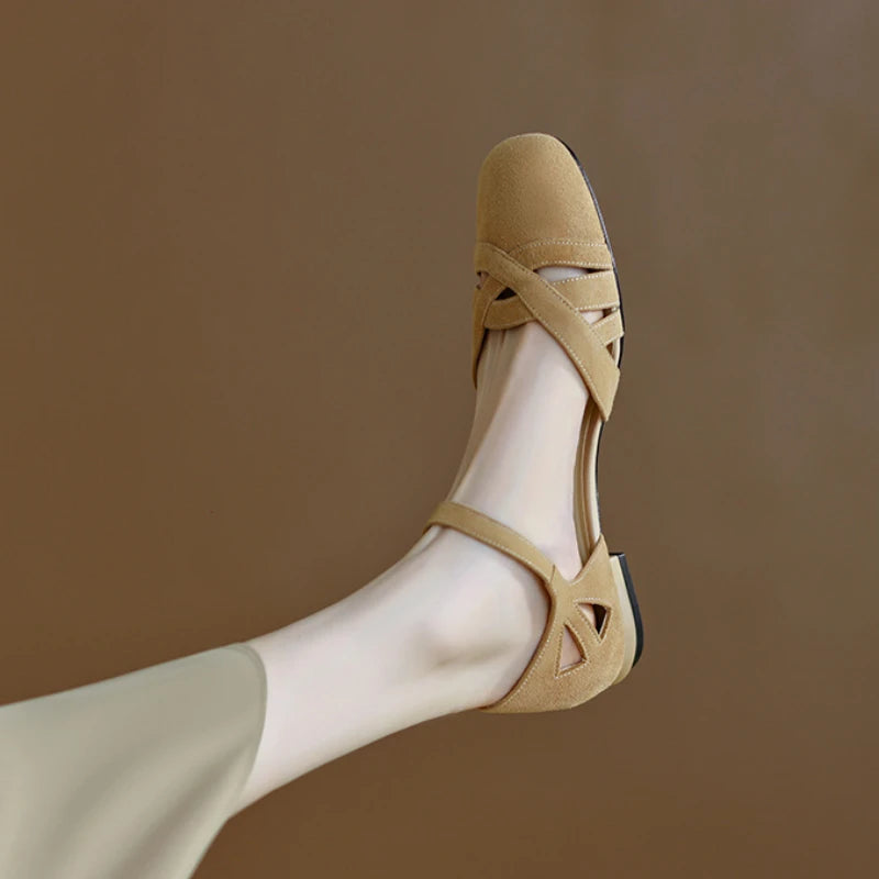 Aiertu  -  Fashion Womens Shoes 2025 Summer Round Toe Breathable Female Med Clear Heels Luxury Comfort Girls Beige Medium Sandal Aiertu