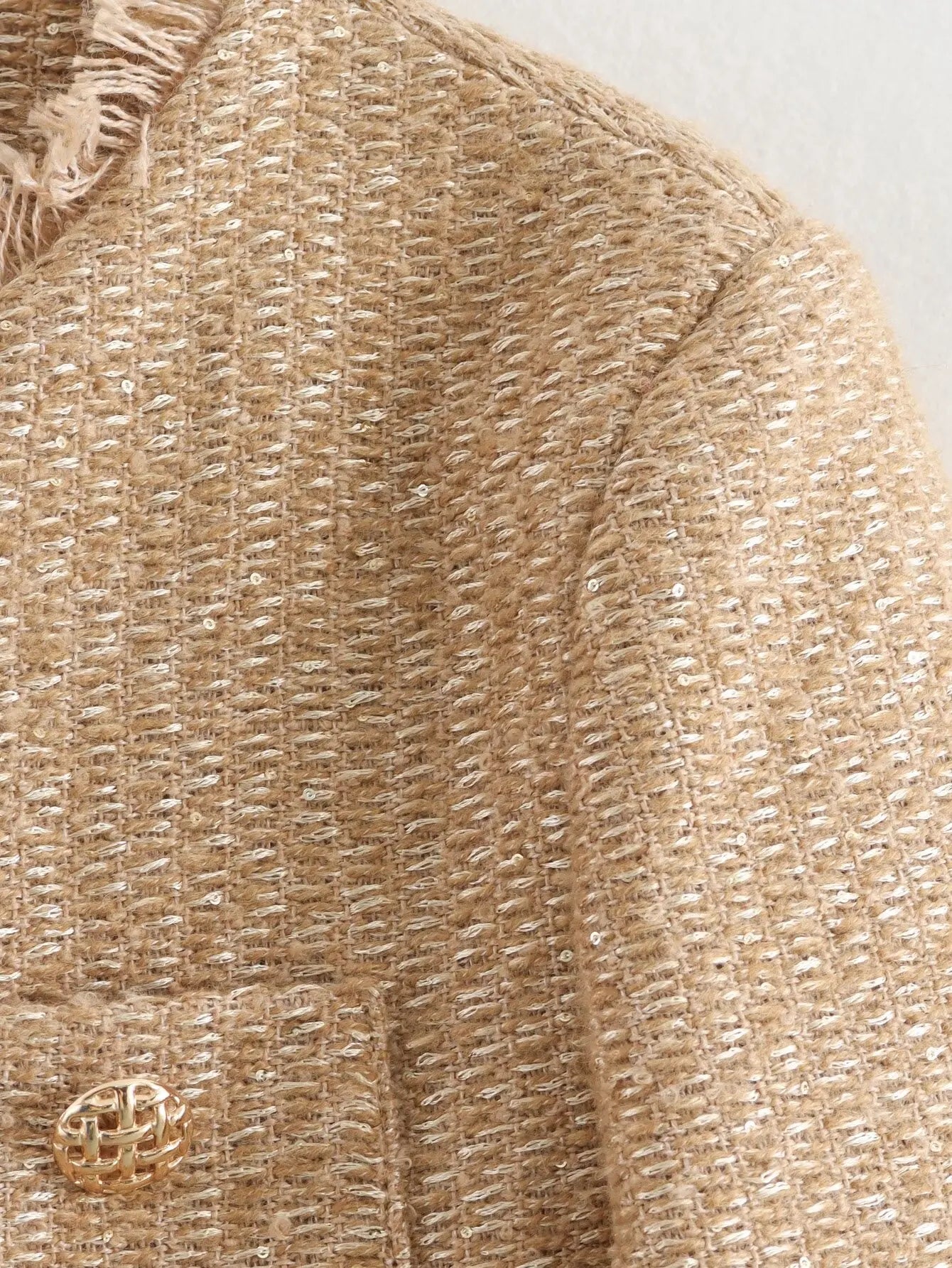 Aiertu  -  French high-end gold single-breasted small fragrant style jacket for women, spring and autumn fashion, versatile bright silk tex Aiertu
