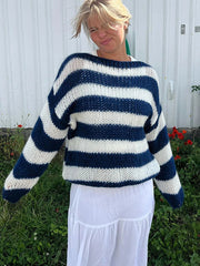 Aiertu  -  Stripe Loose Lazy Knitting Sweater Female Versatile Long Sleeves Pullover Sweater Casual Womens Autumn Winter Outwear Top Aiertu