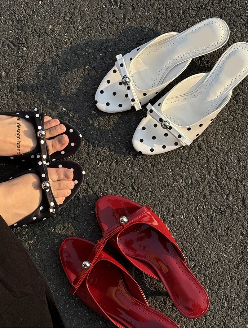 Aiertu  -   New Summer Thin Low Heels Slippers Women Fashion Butterfly-knot Open Toe Sandals Female Slides Shoes Aiertu