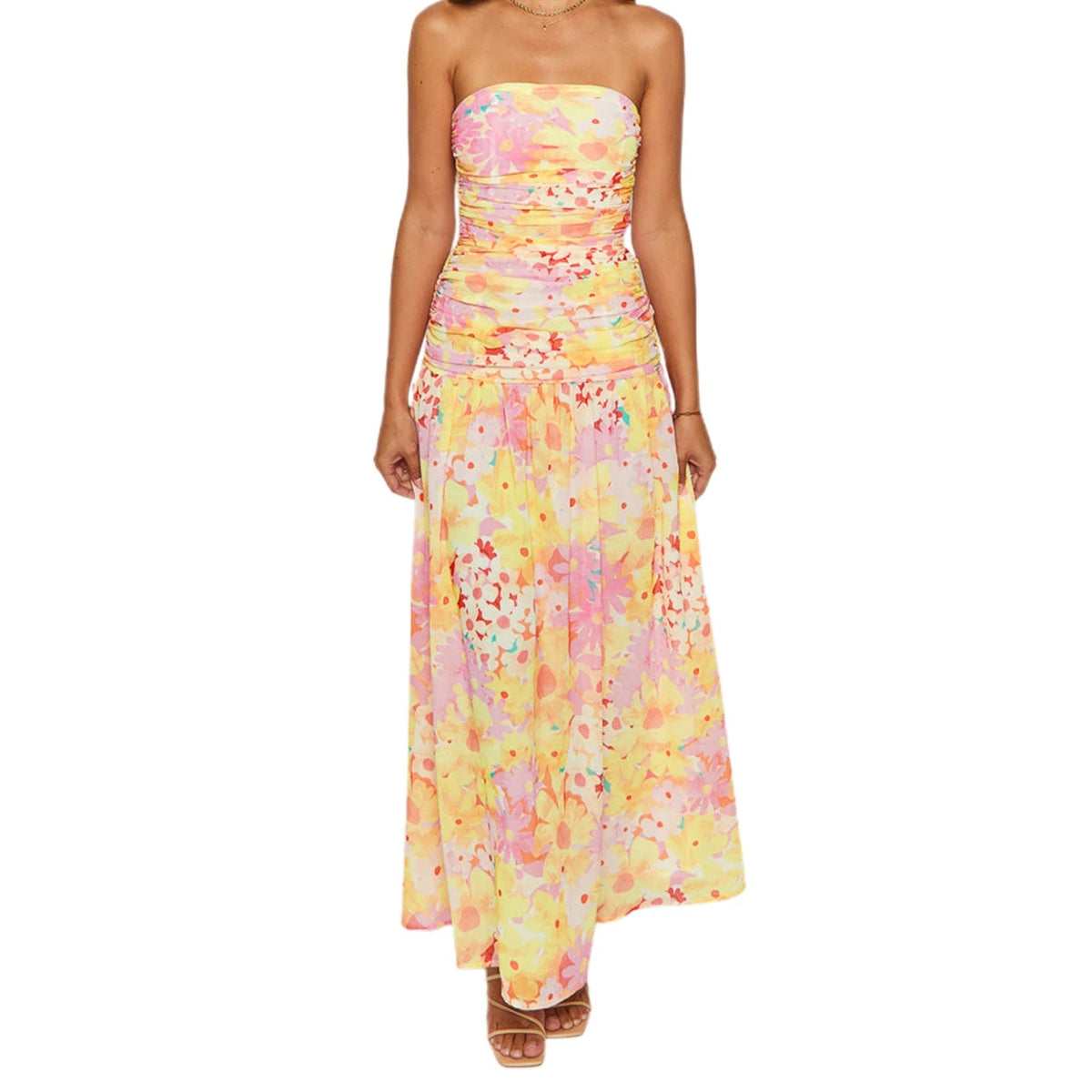 Aiertu  -   Women s Floral Print Maxi Dress Sleeveless V-Neck Empire Waist Summer Dress with Ruffle Hem and Adjustable Straps Aiertu