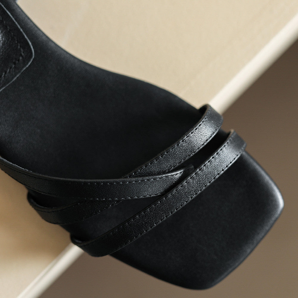 Aiertu  -  Women's genuine leather narrow band ankle strap flats sandals open toe summer gladiador sandals summer new shoes for women Aiertu