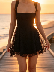 Aiertu Women Sleeveless Dress 2025  Fashion Summer Fairycore Floral Lace Backless Party Mini Dress for Cocktail Beach Club Streetwear Aiertu