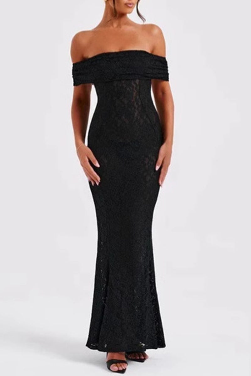 Aiertu  -  Sexy Lace Backless Fishtail Off Shoulder Long Dresses Aiertu
