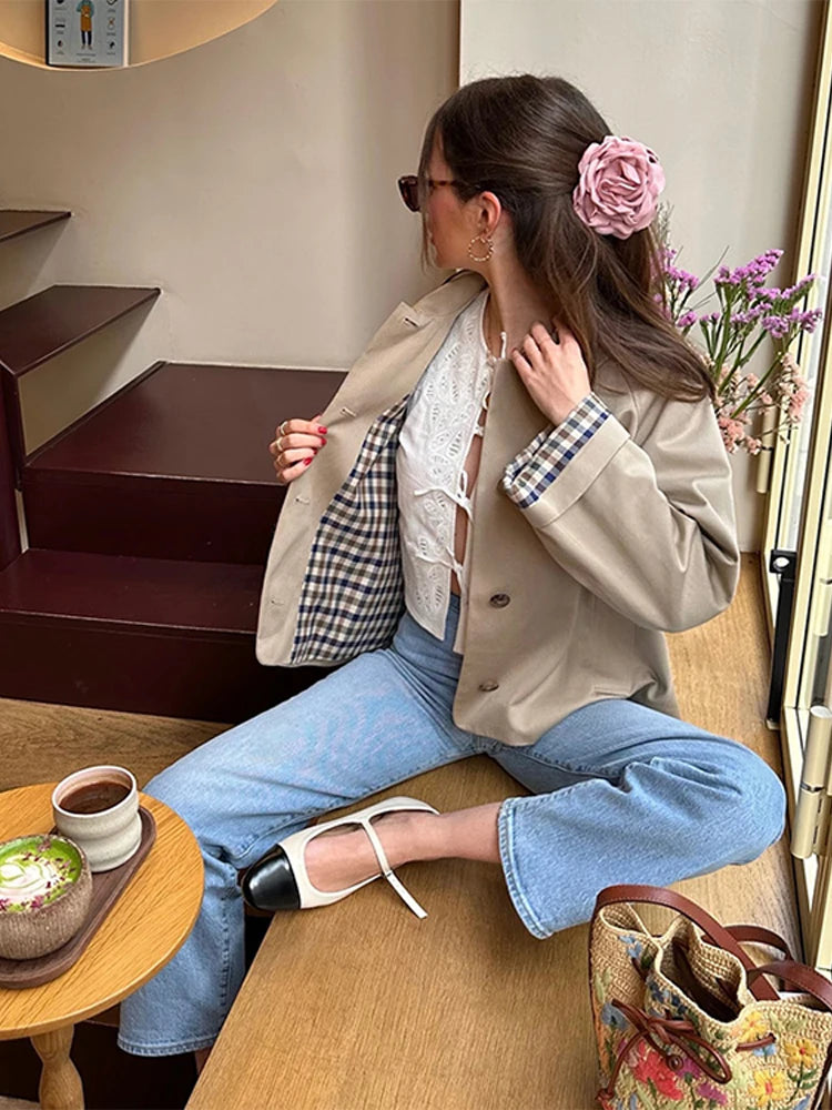 Aiertu  -  Ladies Sweet Lace Embroidery White Shirt New French Spring Ladies Round Neck Lace Hem Short Blouse Top Versatile 2025 Aiertu
