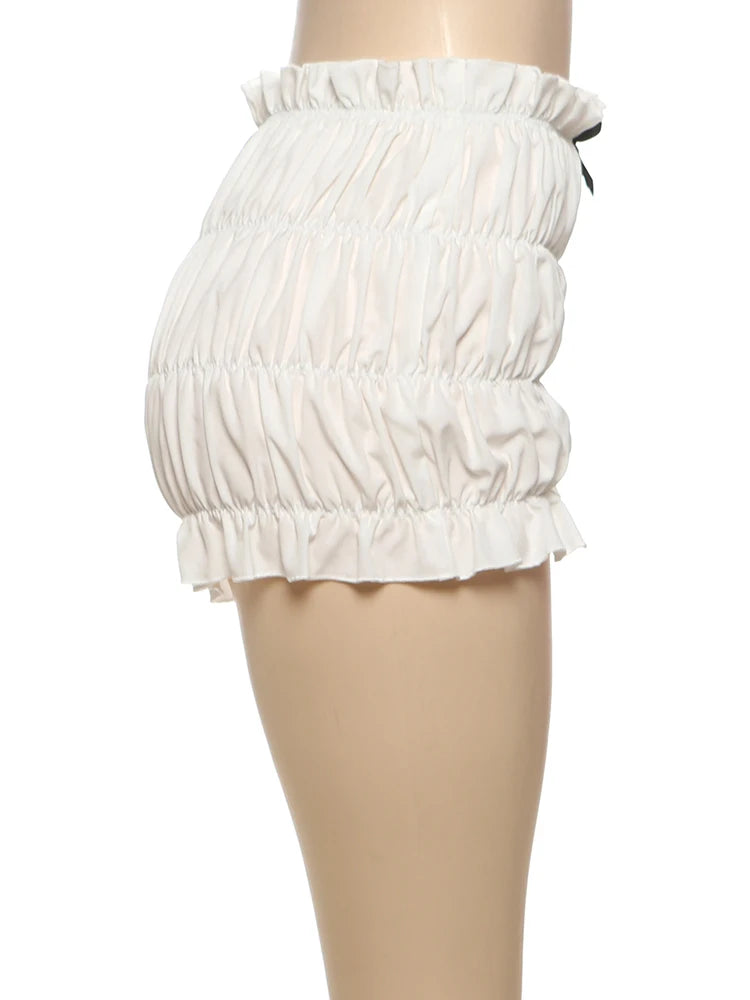 Aiertu  -  Summer Matching Sweat 2 Piece Sets Sexy Fashion Lace Up Knitted Camis+Shirring Stretch Mini Shorts Female Trend Outfits Aiertu