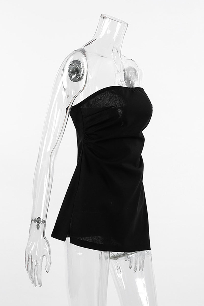 Aiertu  -Sexy Slit Zipper Strapless Tops aiertu