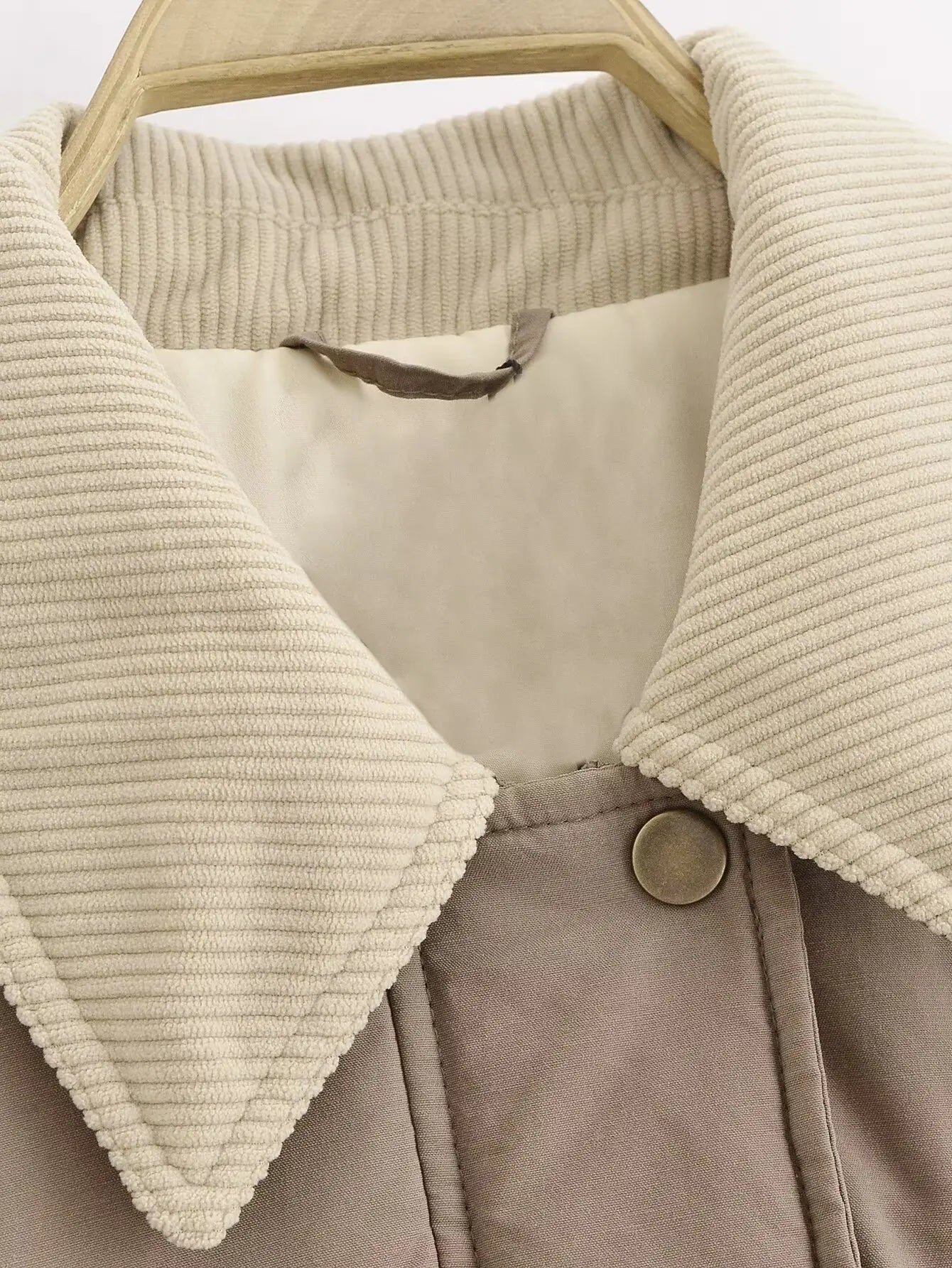 Aiertu  -  European and American style fashion contrast color collar cotton coat women's winter new style warm cotton coat jacket tops Aiertu