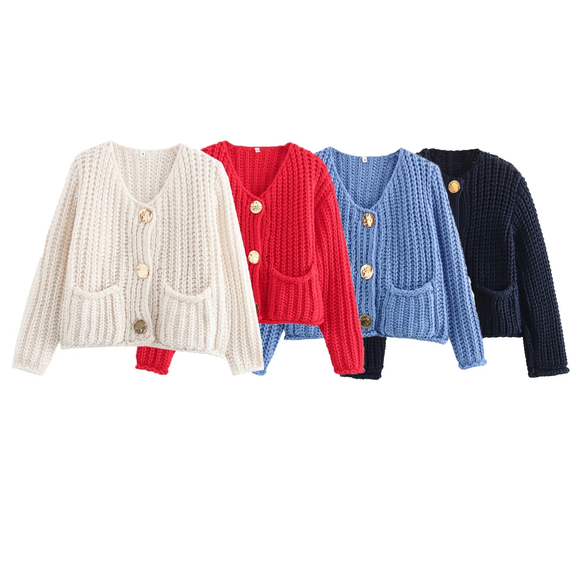 Aiertu  -  Women V Neck Cardigan Sweater Solid Casual Warm Outerwear Knitwear Autumn Winter Long Sleeves Single Breasted Top Mujer Aiertu