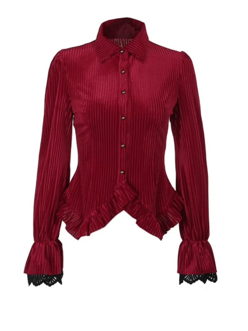 Aiertu  -  High End French Elegant Luxury Vintage Blouse Y2k Aesthetic Gothic Striped Slim Buttons Harajuku Shirts American Popular Clothes Aiertu