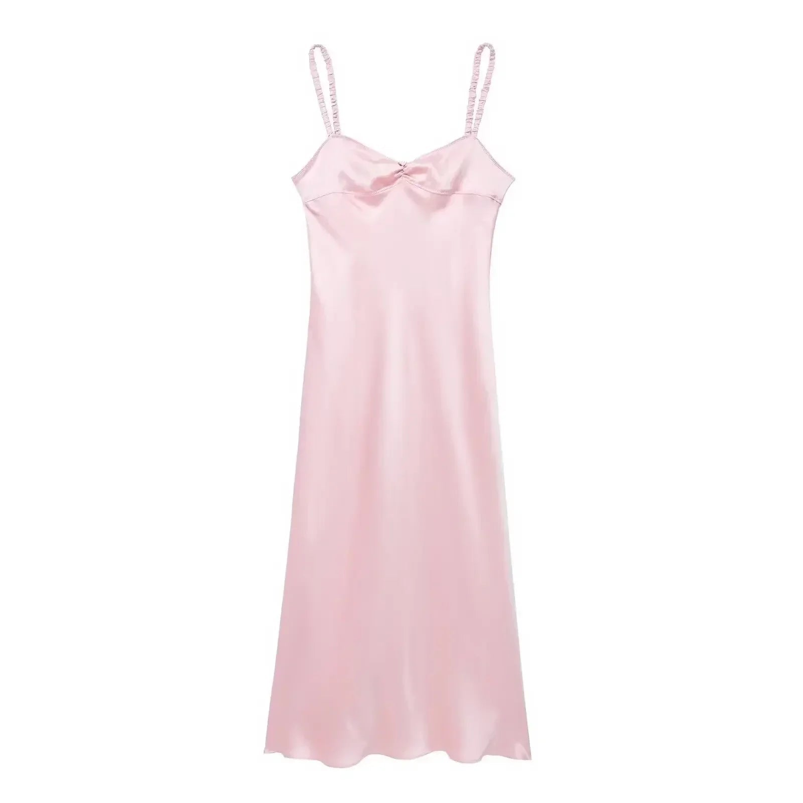 Aiertu  -  Elegant Sweet Pink Satin Slim Elastic Sling Maxi Dress Woman Sexy Backless Sleeveless Long Dresses Lady Evening Party Sexy Robe Aiertu