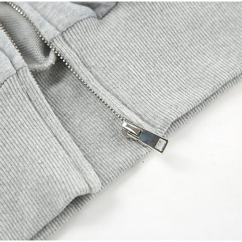 Aiertu  -  Casual 2 Pieces Suit Women Full Sleeves Zippers Crop Hoodies High Waist Wide Leg Lengthen Pants Female Set 2025 Spring Lady Sets Aiertu