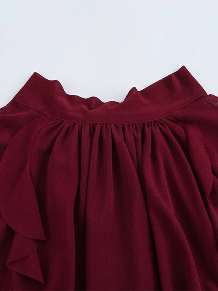 Aiertu  -  Layered Bow Cloak Women Shirt Top Pleated Round Neck Female Cape Jacket Coat Ribbon French Perspective Loose Casual Blouse New Aiertu