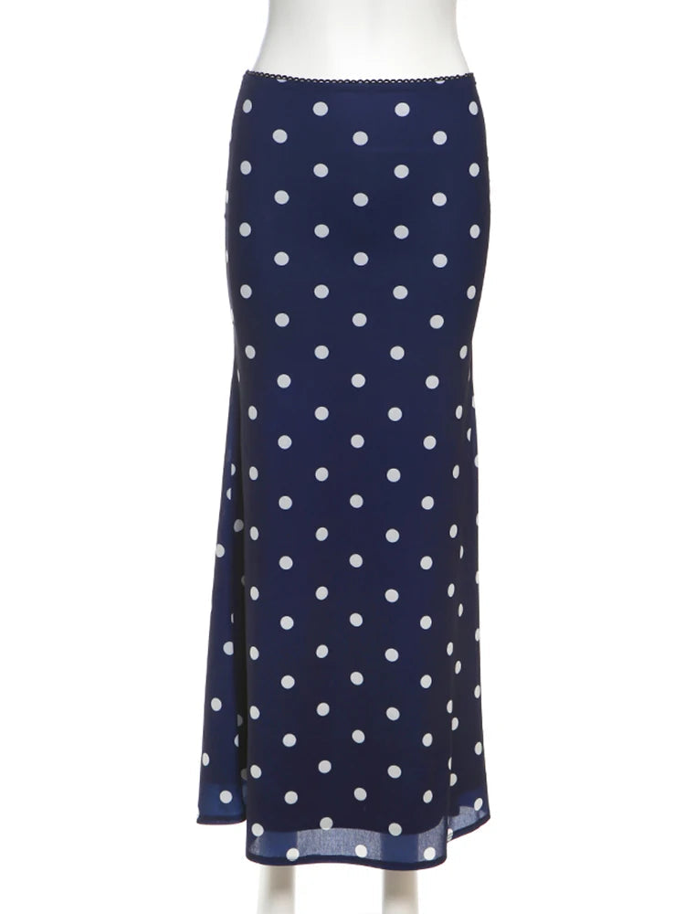 Aiertu  -  Sexy Polka Dot Print 2-Piece Set Women Halter Bandage Halter Backless Sleeveless Mini Tops+Straight Skirt Matching Suit Aiertu