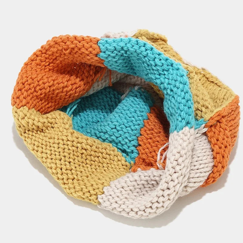 Aiertu  -  Fashion Color Patch Beanie Hats For Women Hand Crocheted Skull Caps Spring Autumn Outdoor Ear Protector Hollow Thin Knitted Hat Aiertu