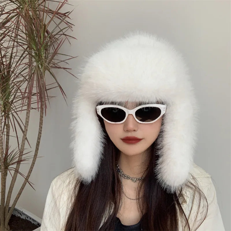 Aiertu  -  Bucket Hat Purple Winter New Candy Color Faux Fur Y2k Warm Plush Basin Hat Unisex Bucket Hat Hat Hats for Women Aiertu