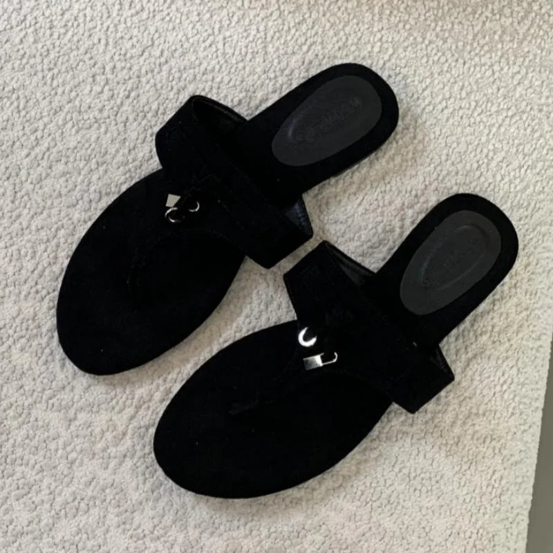 Aiertu  -  Fashion Women Casual Faux Suede Slippers Wedges Heel Cork Mules Platform Clog Non Slip Sole Buckle Outdoor Home Shoes Aiertu