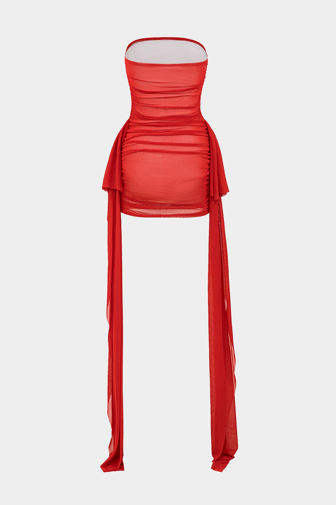 Aiertu  Mesh Ruched Strapless Mini Dress Aiertu
