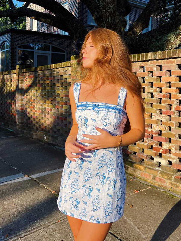 Aiertu  Square neck printing dress shopify