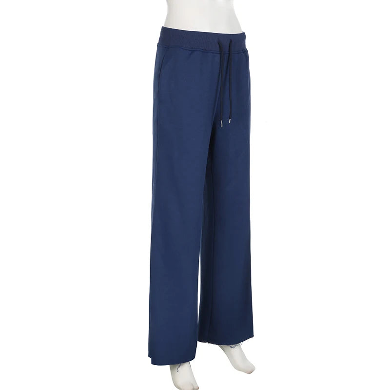 Aiertu  -  Casual Solid Basic Knitted Women Pants Sweatpants Straight Leg Streetwear Autumn Winter Full Length Trousers Bottoms Aiertu