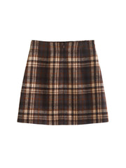 Aiertu  Women Fashion Plaid Back Zipper A-Line Mini Skirt Vintage High Waist Female Chic Lady Skirts Aiertu
