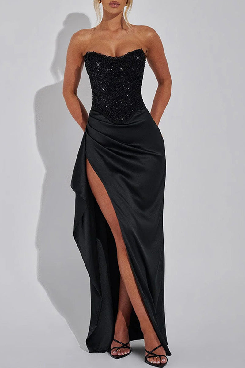 Aiertu  -  Sexy Prom Sequins Slit Ruched Off Shoulder Evening Dresses Aiertu