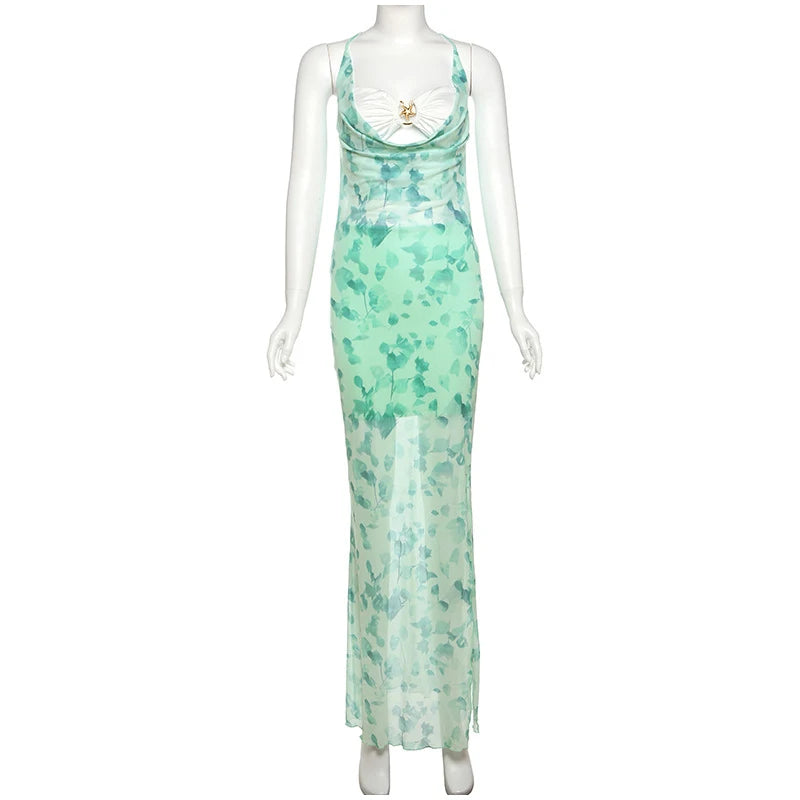 Aiertu  -  Women Sexy Off Shoulder 3 Piece Set Chic Printed High Slit Skirt Sleeveless Camisole Suit 2026 Summer Beach Vacation Lady Outfit Aiertu
