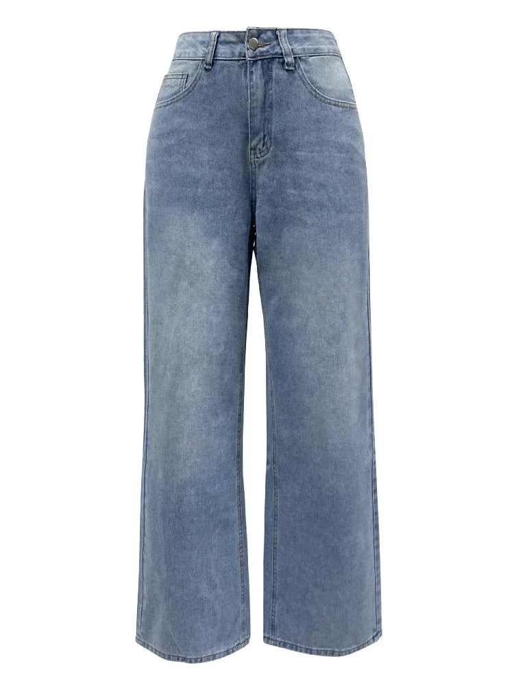 Aiertu  -   Vintage Blue Jeans for Women 2026 Summer Fashion Egirl Streetwear y2k Wide Leg Pants Women's High Waisted Baggy Jeans Aiertu