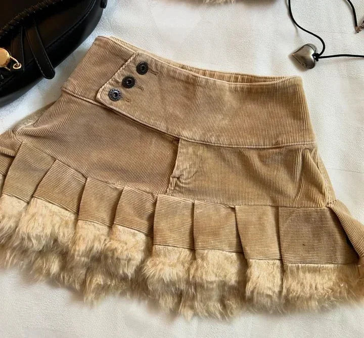 Aiertu  -  American Sweater Skirt Suit Two Piece Harajuku Women Fashionable V Neck Vest Striped Knitted Stitching Sexy Mini Skirt Short Top Aiertu