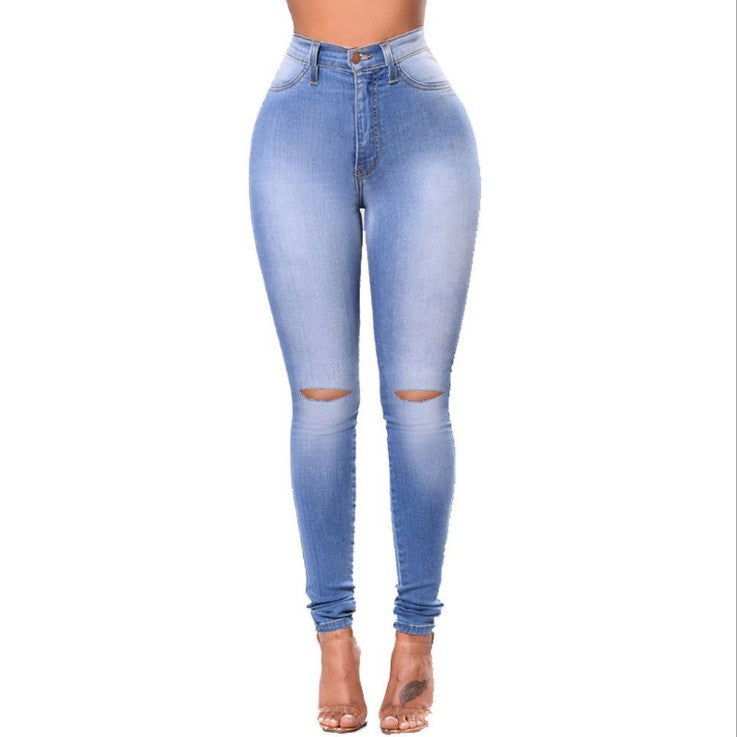 Aiertu nba outfit for women EBay Women's Slimming High Elastic Ripped Jeans Pencil Pants aiertu