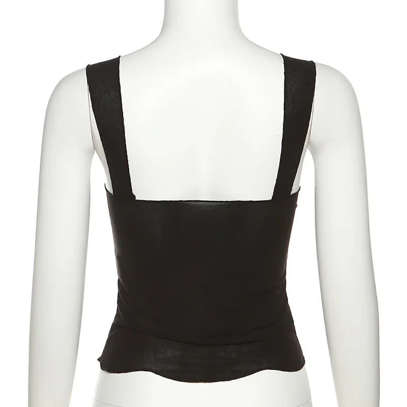 Aiertu  -  Backless Crop Top for Women, Spaghetti Strap, Sleeveless, Heart Contrast Color, Spring and Summer Trendsetter Aiertu