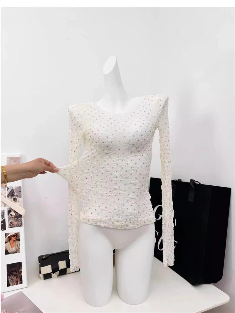 Aiertu  -  Y2k Aesthetic Sexy U Neck Backless Women Shirt 2025 White Diamond Streetwear Vintage Blouse Harajuku Fairy Bodycon Grunge Blusas Aiertu