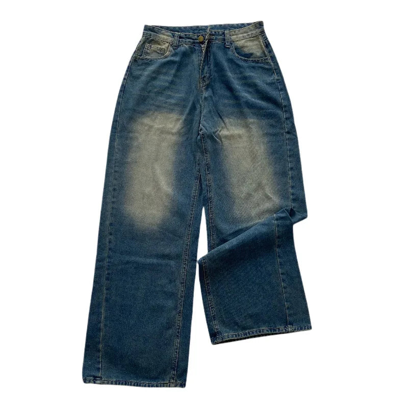 Aiertu  -  Baggy Casual Wide Leg Jeans Women Streetwear Washed Denim Trousers Female Vintage 90s High Waist Straight Pants 2025 Spring Aiertu