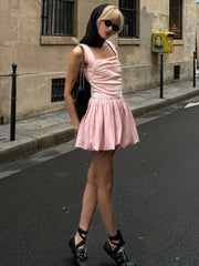 Aiertu  -  Spring New Pink Sweet Mini Dress Women Square Collar Sleeveless Short A-line Vestidos Elegant Fashion Casual Female Dresses 2025 Aiertu