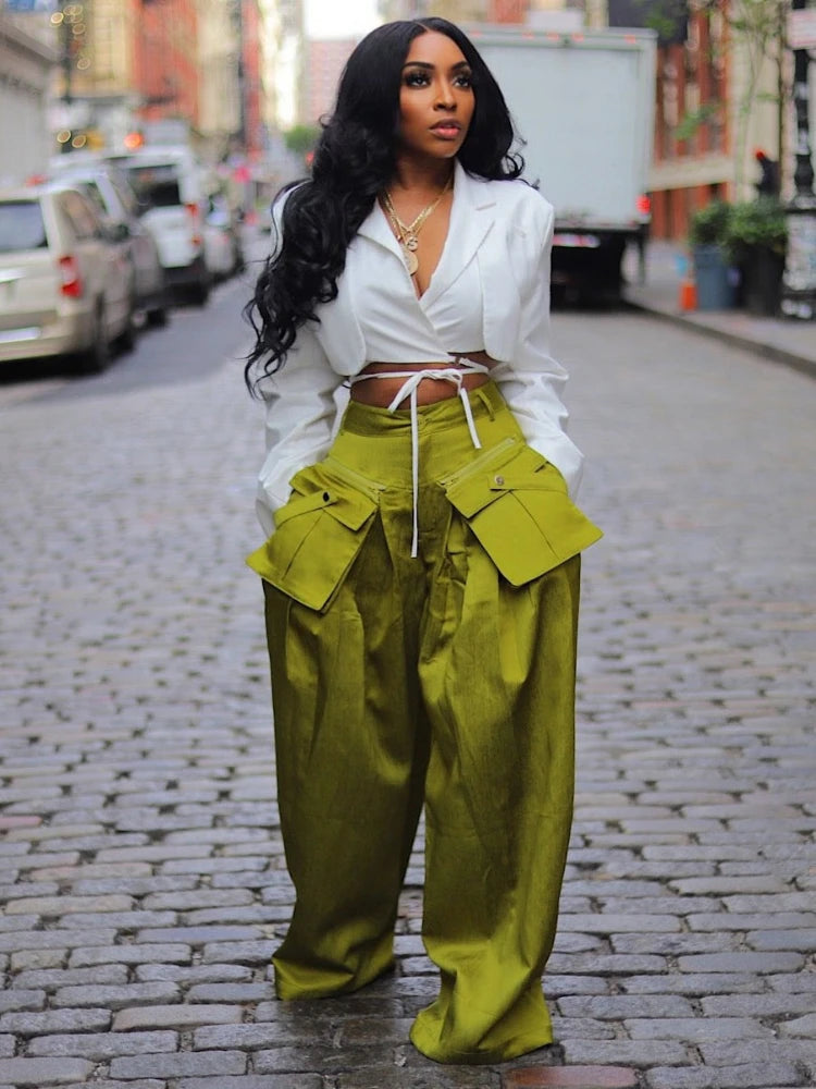 Aiertu  -  Cargo Pants Women 2026 Summer Fashion Women's Casual Pant Streetwear Ins Detachable 3D Pocket High Waisted Wide Leg Pants Aiertu