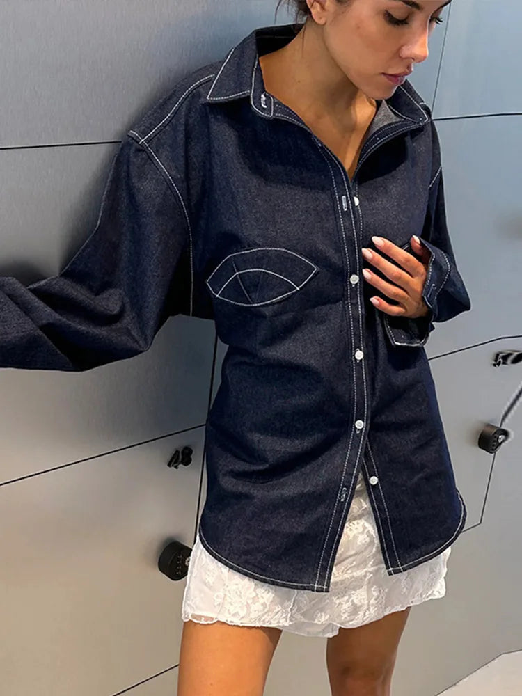 Aiertu  -  Fashion Loose Women's Shirts Chic Backless Pleated Lace Up Long Sleeve Female T-shirt 2025 Spring Lapel Single Breasted Lady Top Aiertu