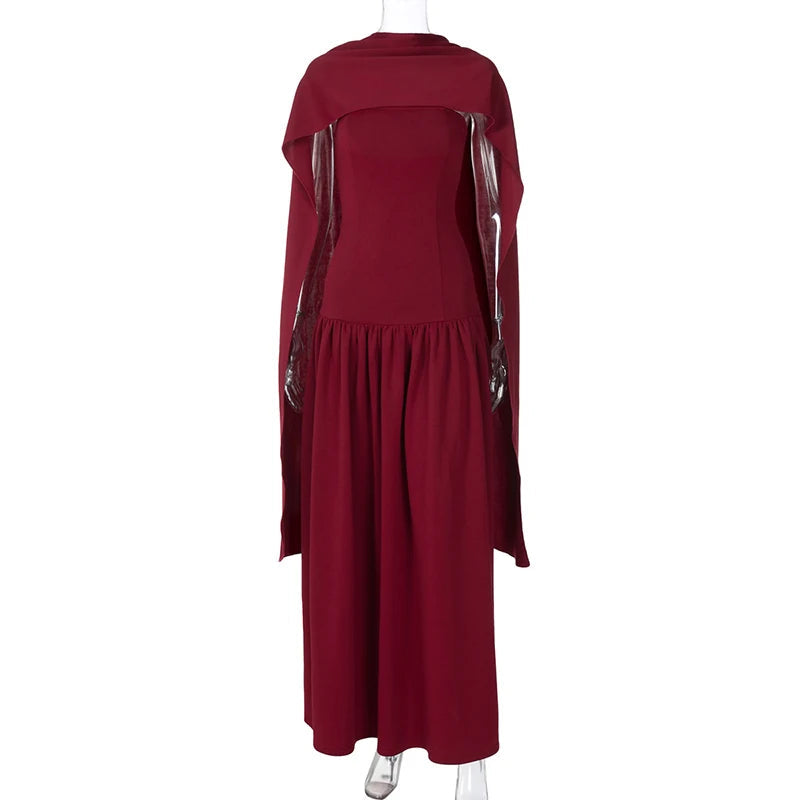 Aiertu  -  Sexy Strapless Ribbon Dress Women's Back Lace Up Spliced Long Evening Party Dress Slim Solid High Waist Elegant Clothes Aiertu